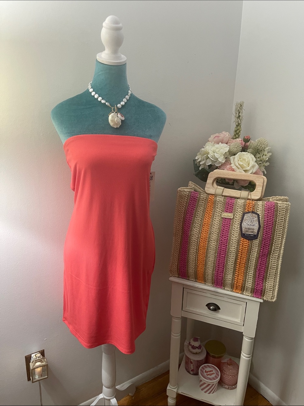 No Boundaries Coral Strapless Tube Dress